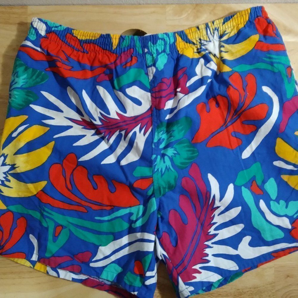 Vintage Pacific Pro Floral Pattern Swim Shorts